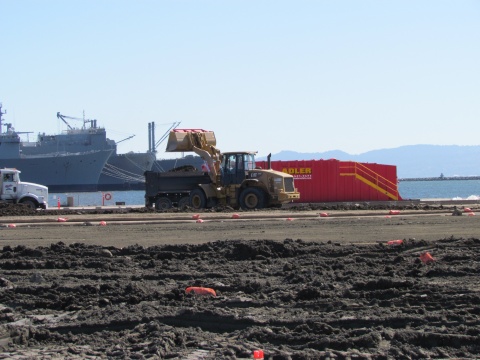 Loading dredge sediment