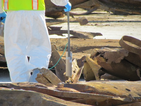 Scanning barge pieces for radium contamination