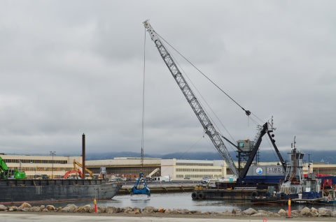 Seaplane Lagoon northwest corner dredging barge